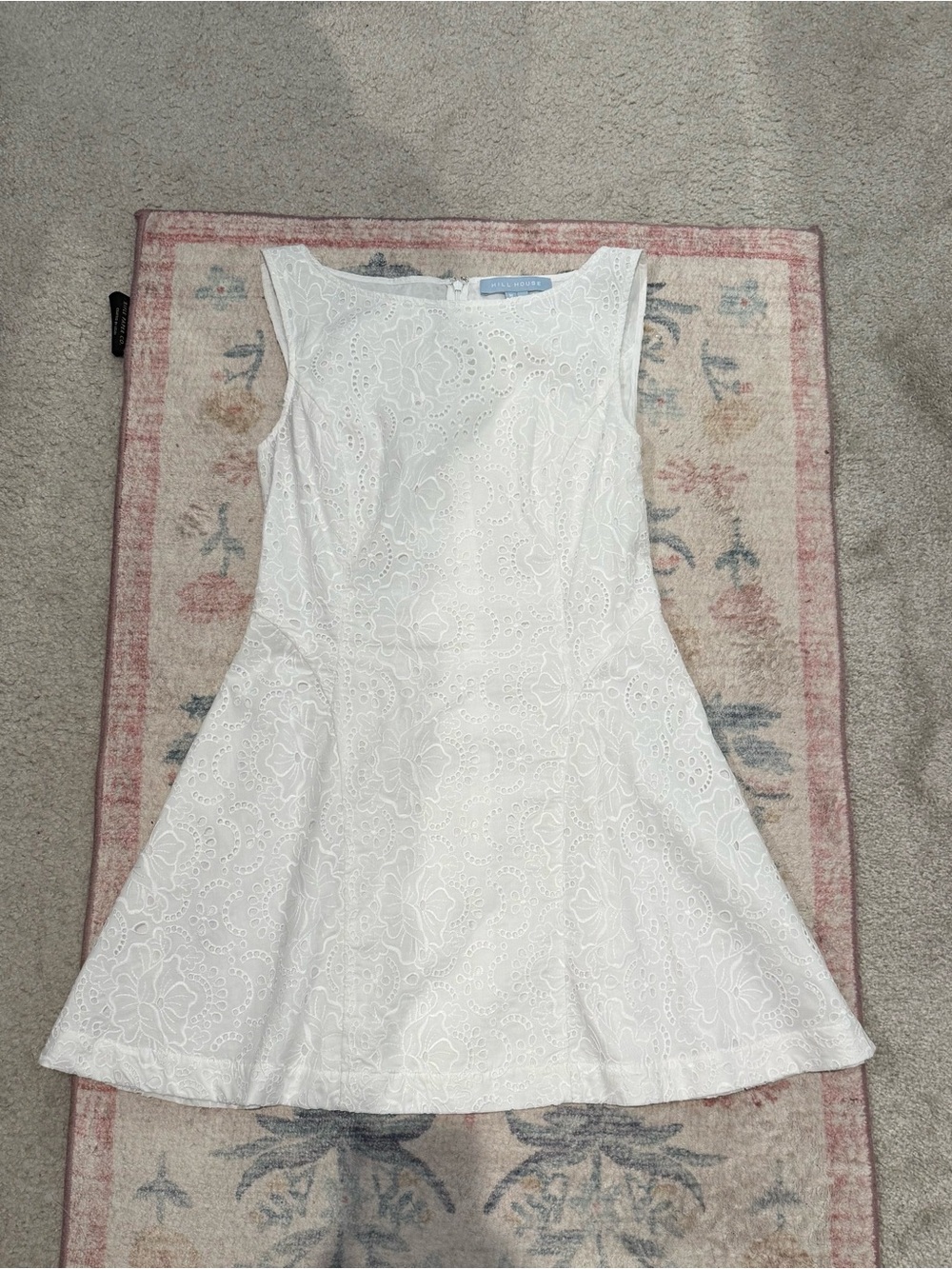 Hill House Sutton cotton embroidered a-line mini dress in white